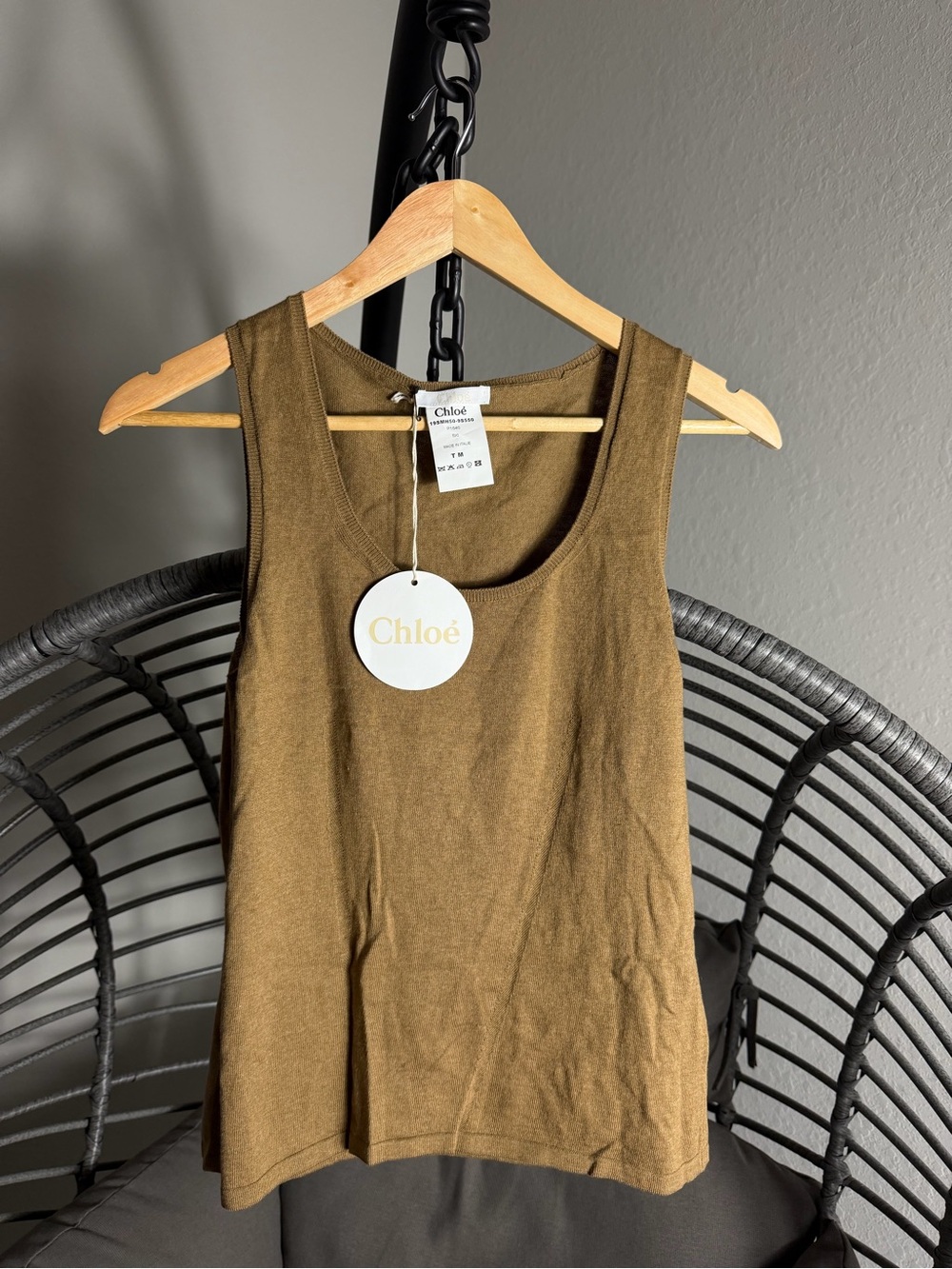 Chloé Olive Green Sleeveless Knit Tank M